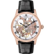 Rotary Men's Mechanical Watch With White Dial Analogue Display And Black Leather Strap Gs02522/01