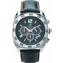 Royal London Men's Quartz Watch With Black Dial Analogue Display And Black Leather Strap 41052-01