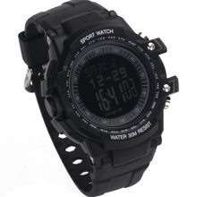 Rubber Band Chronograph Alarm Digital Wrist Watch