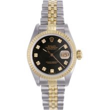++SALE PENDING++ Rolex Datejust Diamond Watch For Women 69173 Black D