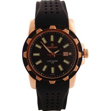 Sartego Men's Land Master Rubber Band Quartz Black Dial Rose Gold Case with some black on bezel - Sartego Watches