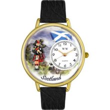 Scotland Black Skin Leather And Goldtone Watch #G1420003
