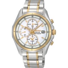 Seiko Alarm Chronograph Gold-Toned Solar Powered Watch