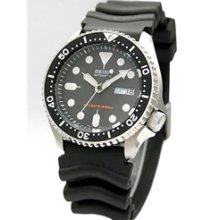 Seiko Automatic Dive Watch with Offset Crown and Rubber Dive Strap #SKX007K1