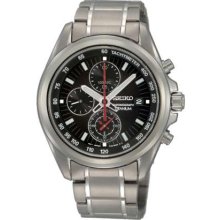 Seiko Chronograph Tachymeter Black Dial Titanium Mens Watch SNDC93