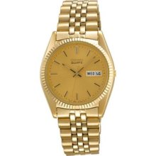 Seiko Day/Date Dress Gold-Tone Stainless Steel Mens Watch SGF206