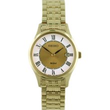 Seiko Ladies Gold Tone Stainless Steel Dress Quartz Link Bracelet SXDC44