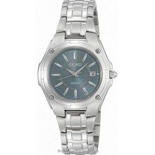 Seiko Ladies Quartz Date Watch - Stainless Steel - Blue Dial SXDB45