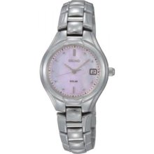 Seiko Ladies Stainless Steel Quartz Solar Pink Dial Date Display SUT063