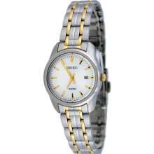 Seiko Ladies Two Tone Stainless Steel Case and Bracelet White Dial SXDE67