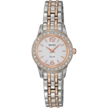Seiko Ladies Two Tone Stainless Steel Mother of Pearl Dial Solar Watch