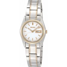 Seiko Ladies Two Tone Stainless Steel Quartz Dress White Dial SXA118