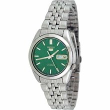 Seiko Men's 5 Automatic SNK543K Silver Stainless-Steel Automatic Watch with Green Dial