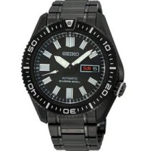 Seiko Men's Automatic Diver SKZ329 Black Stainless-Steel Automatic Watch with Black Dial