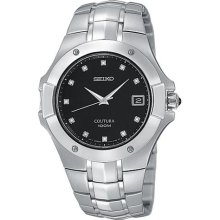 Seiko Men's Coutura Diamond SGED57 Silver Stainless-Steel Quartz Watch with Black Dial