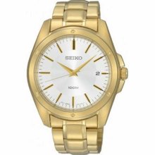 Seiko Men's SGEF86 Gold Stainless-Steel Quartz Watch with White D ...