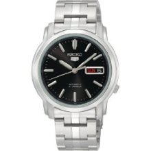 Seiko Men's Snkk71 Seiko 5 Automatic Black Dial Stainless-steel Bracelet Watch