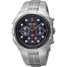 Seiko Mens Solar Sport Alarm Chronograph Stainless Steel SSC089