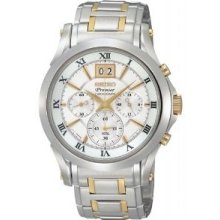 Seiko Men's Spc058 Chronograph Two-tone Stainless Steel Case White Dial Watch