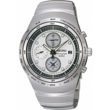 Seiko Men's Stainless Steel Alarm Chronograph Silver Tone Dial SNAA81