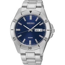 Seiko Men's Stainless Steel Case and Bracelet Blue Tone Dial Day and Date SGGA77