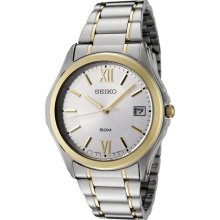 Seiko Men's Two Tone Stainless Steel Dress Silver Tone Dial SGEF22