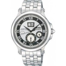 Seiko Premier Silver Dial Stainless Steel Mens Watch SNP047
