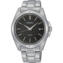 Seiko Sgef81 Men's All Stainless Steel Black Dial Analog Date Display Watch