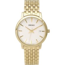 Seiko SGEF92 Gold Tone Stainless Steel Quartz White Dial Date Dis ...