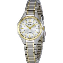 Seiko Silver Dial Two tone Stainless Steel Quartz Ladies Watch SXDE14