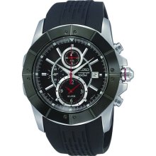 Seiko Snac99 Men's Black Rubber Strap Sports Chronograph Alarm Watch