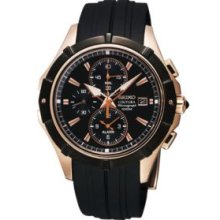 Seiko Snaf14 Coutura Rose Gold Black Dial Chronograph Men's Watch