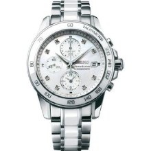 Seiko Sndx95 Women $595 Sportura Chrono Mop Dial Stainless Steel Watch