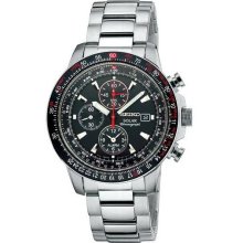 Seiko Solar Aviator Alarm Chronograph Pilot Men's Watch SSC007