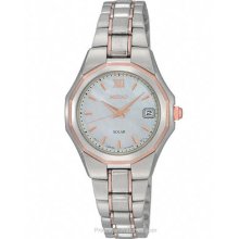Seiko Solar Ladies Watch Mother-of-Pearl Dial Stainless w/ SUT060