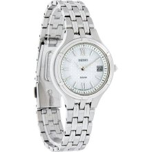 Seiko Solar Ladies White Dial Stainless Steel Dress Watch SUT015