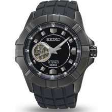 Seiko Ssa079 Men's Watch Stainless Steel Case Rubber Strap Automatic Black Dial