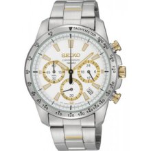 Seiko SSB029 Stainless Steel Quartz Chronograph White Dial Tachymeter