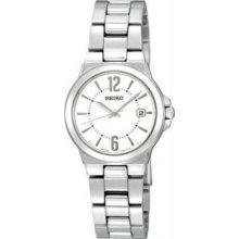 Seiko SXDC83 Womens Stainless Steel Silver Tone Dial Quartz Link Bracelet