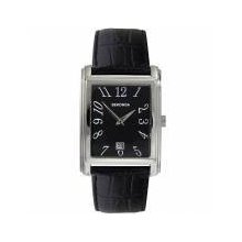 Sekonda Gents Black Rectangle Dial & Leather Wrist Watch