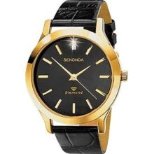 Sekonda Men's Diamond Watch,gold-coloured Round Gold Plated Case