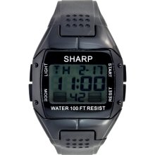Sharp Mens Calendar Day/Date Chronograph Digital Watch w/Square Case