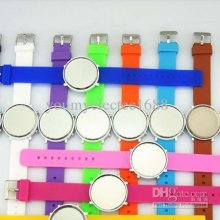 Shipping, Fashion Silicone Wrist Round Led Digital Mirror Watch Led
