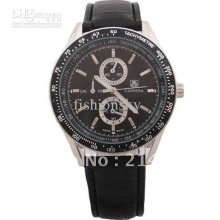 Shipping. Trendy Brand Unisex Black Leather Analog Watch With Strip