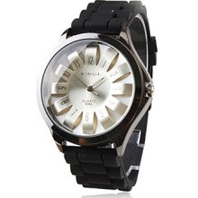 Silicone Band Quartz Wrist (Black) Watch