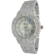 Silver Aluminum Finish Daisy Bracelet Watch w/ Mother of Pearl Dial - Silver - Sterling Silver