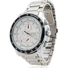 Silver Men's Water Resistant Alloy Analog Quartz Wrist Watch
