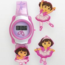 Silver Tone Dora The Explorer Ballerina Digital Watch Set - Kids