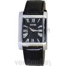 Sinobi Black/white/brown Roman Numerals Dial Leather Mens Women Wrist Watch Gift