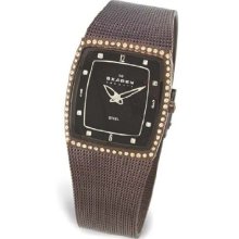 Skagen 384SMM Crystal Accented Mesh Steel Brown Dial Women's Watch